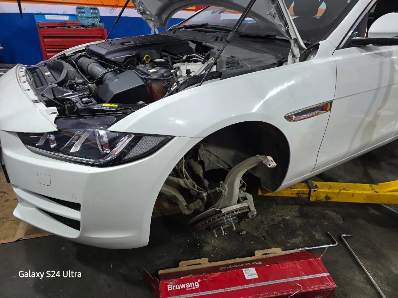 Car undergoing repair at Himachal Cars